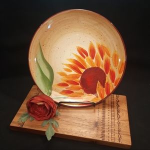 Pfaltzgraff Evening Sun 9" Salad Plates Sunflowers Hand Painted ~ Set of 2